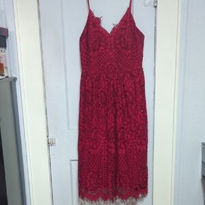 Red Spaghetti Strap Midi Sundress